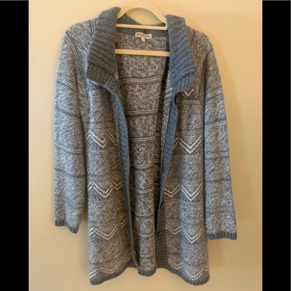 Long, Knit Wool, Button-Up Cardigan Sweater